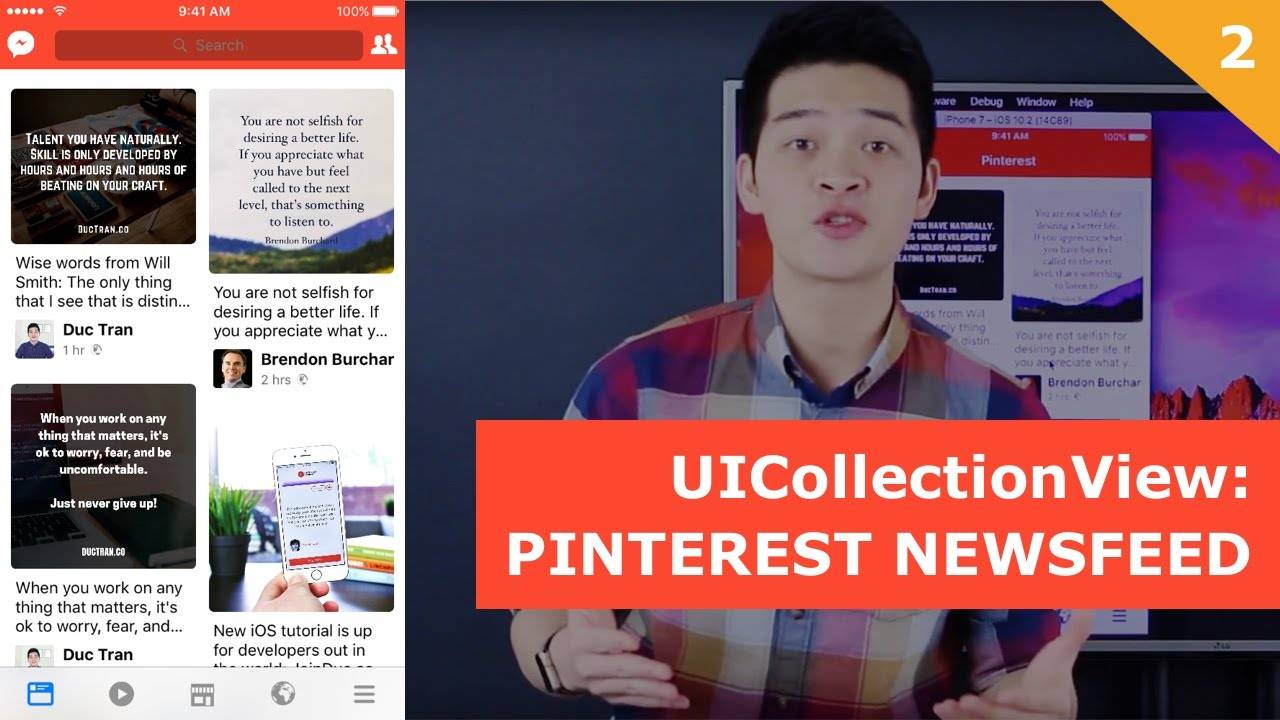 UICollectionView Swift Tutorial Pt 2 – Build Pinterest Newsfeed with UICollectionView